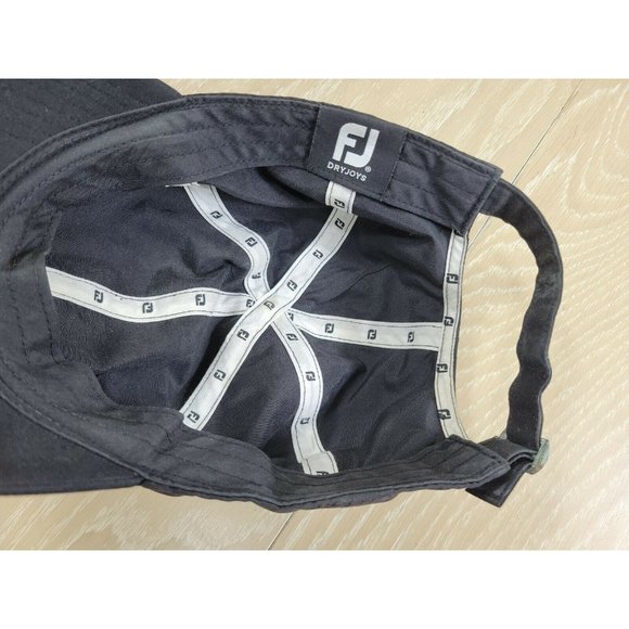 FJ Dry Joys Dryjoys Golf Cap Baseball Hat Black Strapback White Rubber Logo - Picture 9 of 11